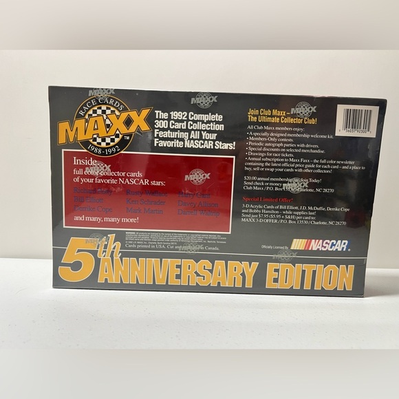 NASCAR 1992 MAXX Race Cards 5th Anniversary Edition (300 cards) Brand Sealed New - Picture 5 of 5